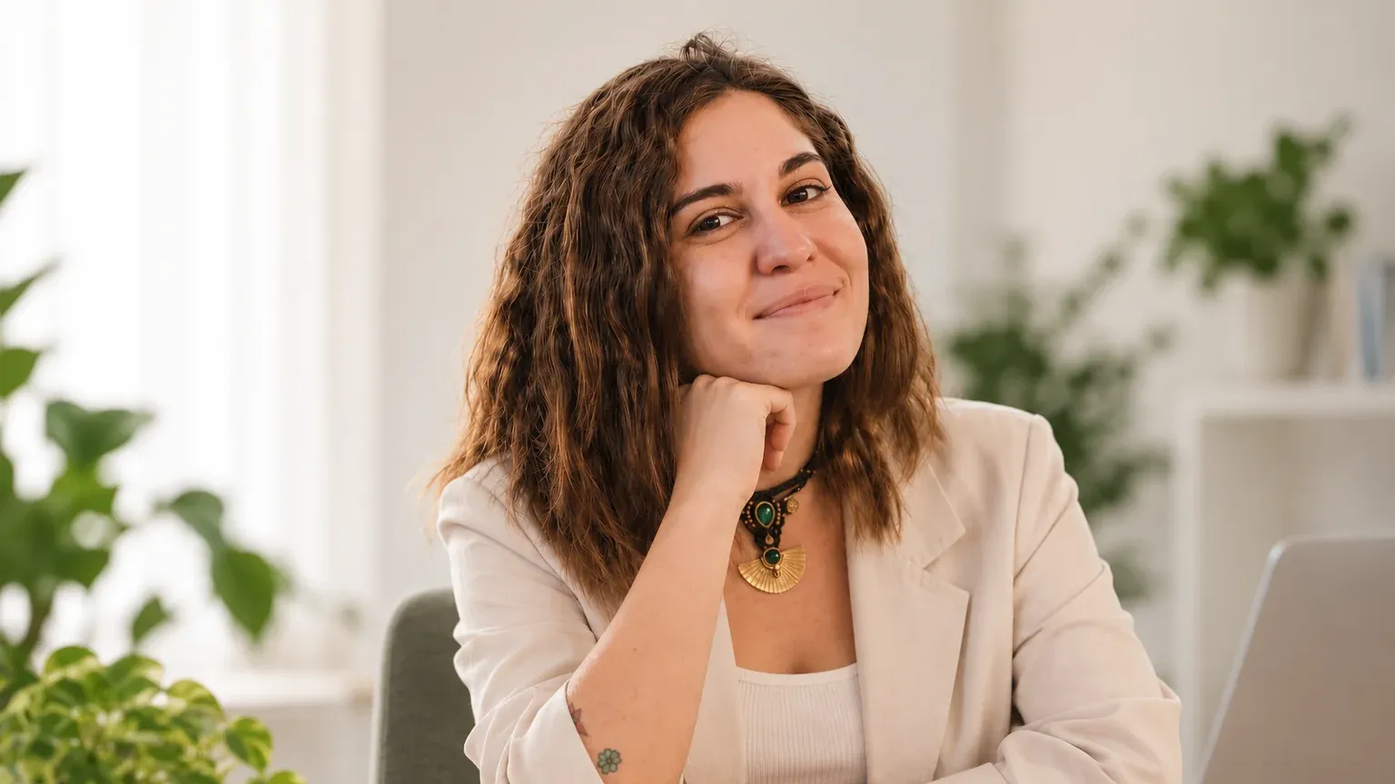 Meda Andreea Căpîlna la birou, pregătind un program pentru școli și grădinițe